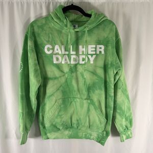 Call Her Daddy Hoodie Sweatshirt Women's Small Green Tie Dye Color Tone Hooded